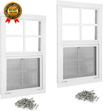 Shed Windows 2 Pack 18" W X 23" H Flush Mount White Window with Tempered Glass 