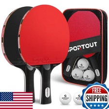 Sportout Ping Pong Paddles Set with Balls & Case - Black