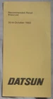 October 1982 Datsun Price List