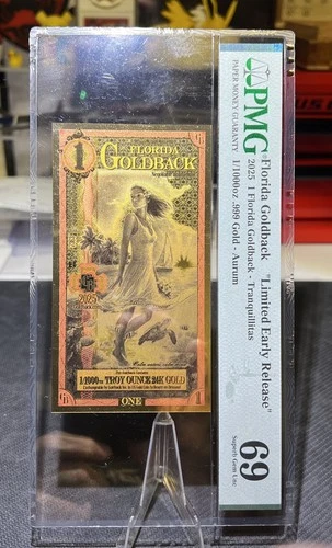 Florida 1 Limited Early Release Goldback MS69 1/1000th .999 Troy Oz. Gold #7363