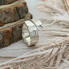 925 Sterling Silver Hammered Band Ring Handmade Unisex Ring HHB002