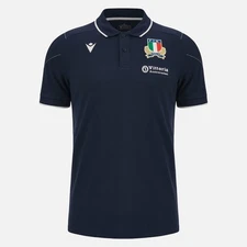 RUGBY ITALY – POLO TRAVEL PLAYER COTTONPOLY SHIRT - MACRON - Season 2023/24