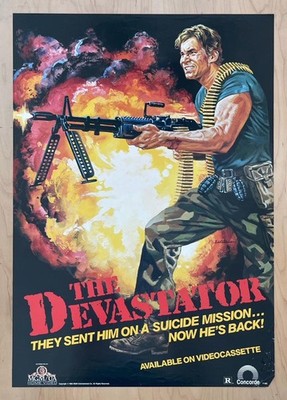 THE DEVASTATOR 1986 Rolled Movie Poster MGM/UA Drug Cartel Commando VHS Promo
