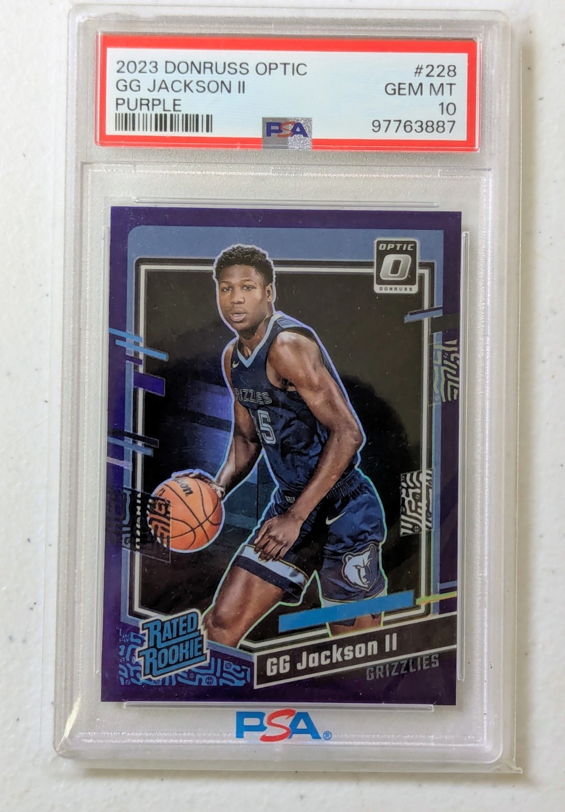 2023-24 Donruss Optic GG Jackson II Purple Prizm Rated Rookie #228 PSA 10
