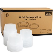 Heavy Duty 8oz PP Deli Container 240 pcs lid and cup 24/20 