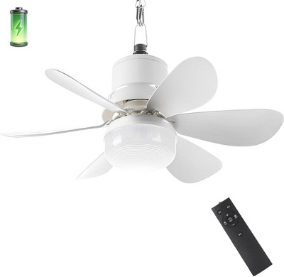 Portable Canopy Tent Fan, 18'' Wireless Battery Operated Ceiling Fan Light with R