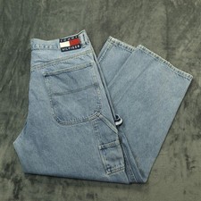 Tommy Jeans Mens 36x30 Y2K Baggy Wide Leg Carpenter Skate Hip Hop Denim
