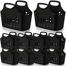 10 Pack Black Plastic Basket with Handles Oval Plastic Shower Caddy Bulk Reus...