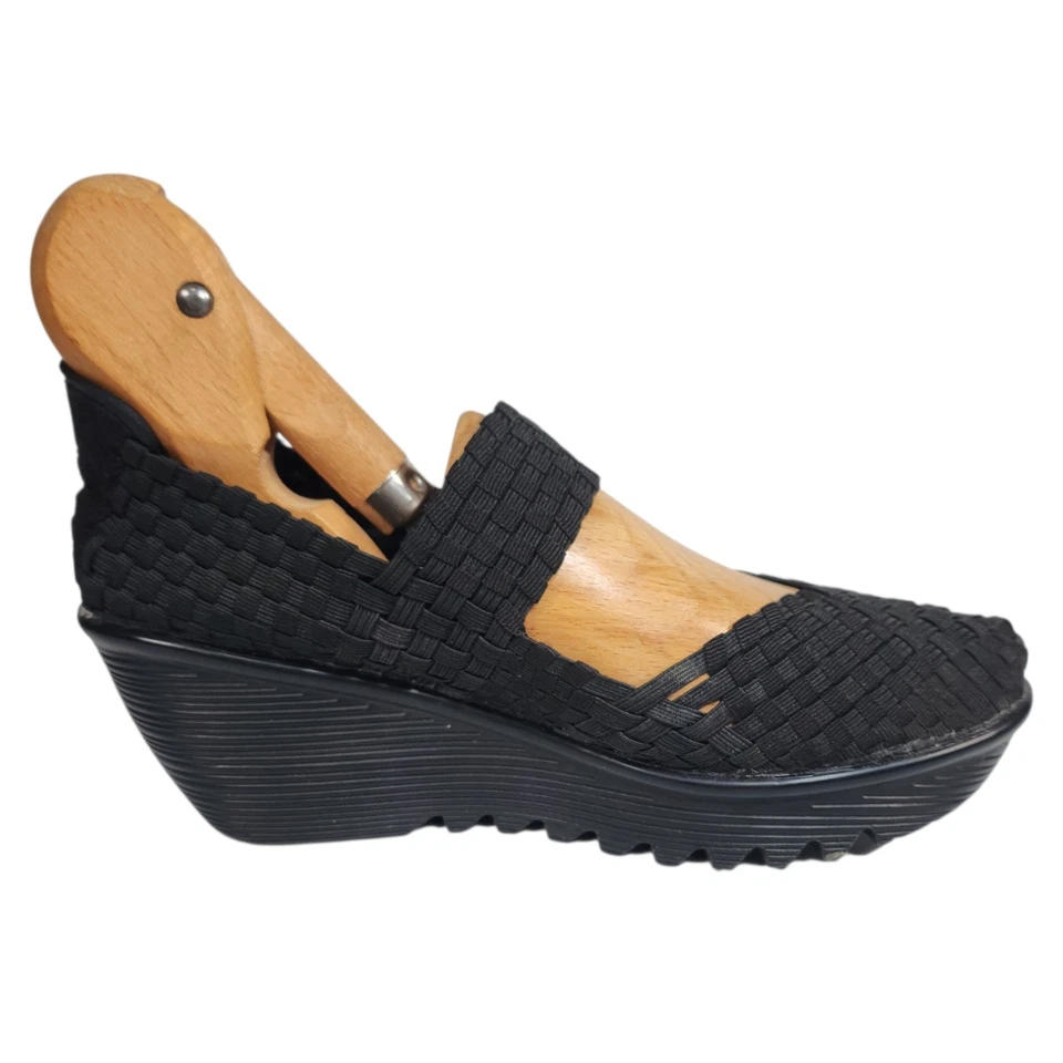 Bernie Mev Negro Tejido Plataforma Mary Jane Zapatos Confort Para Mujer EU 39 US 8 Foto 4 de 4