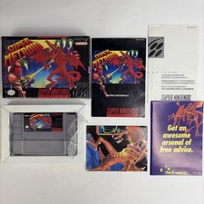 CLEAN! Shrink Wrap Super Metroid Super Nintendo SNES Samus Game CIB Complete Box