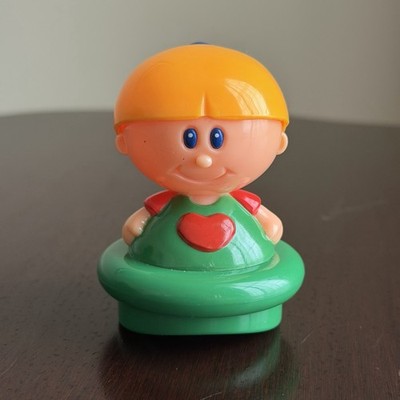 Chicco Plastic Toy Girl Doll Blonde Hair Blue Eyes Green Dress Red Heart Rocks