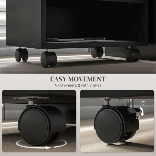 HOMCOM Printer Stand with Storage Printer Cart on Wheels for Home Office Black - 第 7/11 張圖片