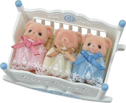 Sylvanian FS-63 Biscuit Bear Triplets Set Calico Critters Babies Crib EPOCH  New - Picture 2 of 7