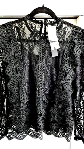 Adiva Black Lace, Lined Blouse Size L - New with Tags - Picture 3 of 15