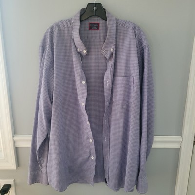 Untuckit Mens Button Front Shirt Blue Textured Long Sleeve Point Collar XXL