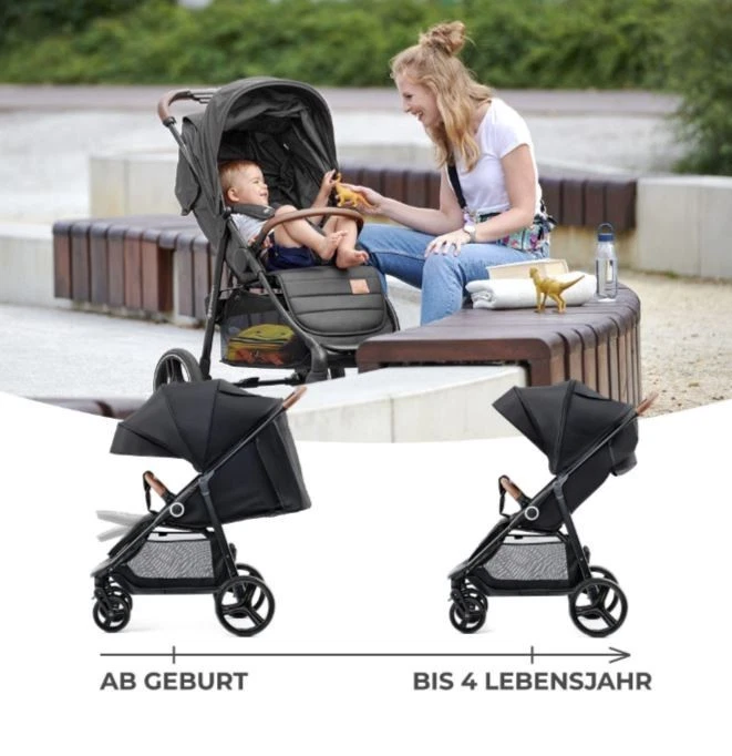 Kinderkraft Kinderwagen Grande Plus schwarz Kinder Buggy ab Geburt bis 22 kg - Bild 2 von 4