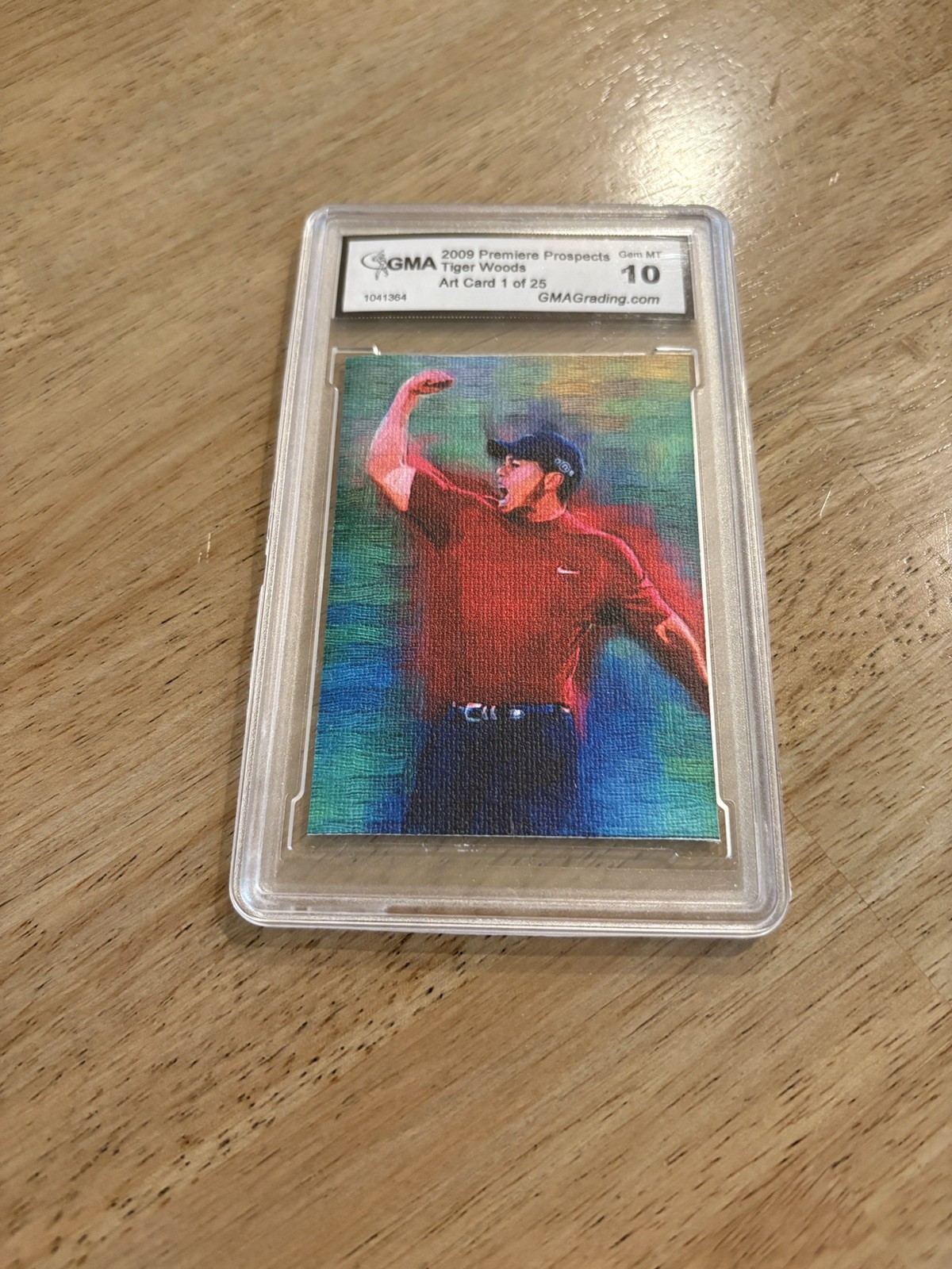 2009 Tiger Woods Art Card 1 of 25 GMA 10 PREMIER PROSPECTS  view 1
