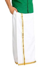 Rameshwaram Fabrics Men's Stiched Cotton Welcro Dhoti with pocket