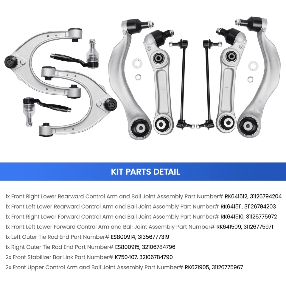 Front Control Arms with Ball Joint Suspension Kit for BMW 528i 535d 535i 550i Foto 3 de 4