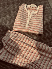 Loft Sleep Womens striped maroon mauve Pajama Set Soft Jogger MEDIUM 6 8 PJs