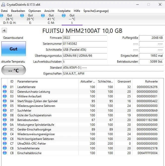 HDD Fujitsu MHM2100AT 10GB - 4200 RPM - 2,5" - IDE/ATA - Bild 4 von 4