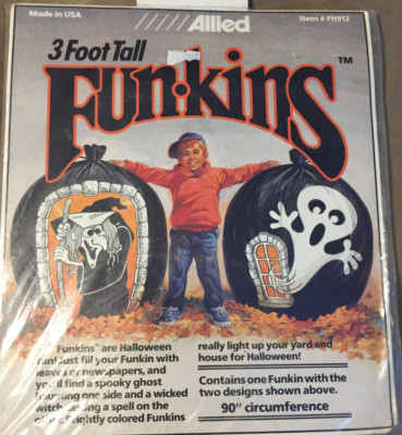 VINTAGE FUNKINS 3FT TALL HALLOWEEN TRASH BAGS (WITCH & GHOST)