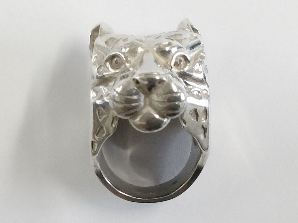 Large Sterling Silver Leopard Statement Ring Size… - image 1