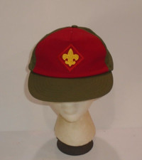 Boy Scout Official Uniform Hat Green Red Adjustable Snapback Ball Cap sz med/lg