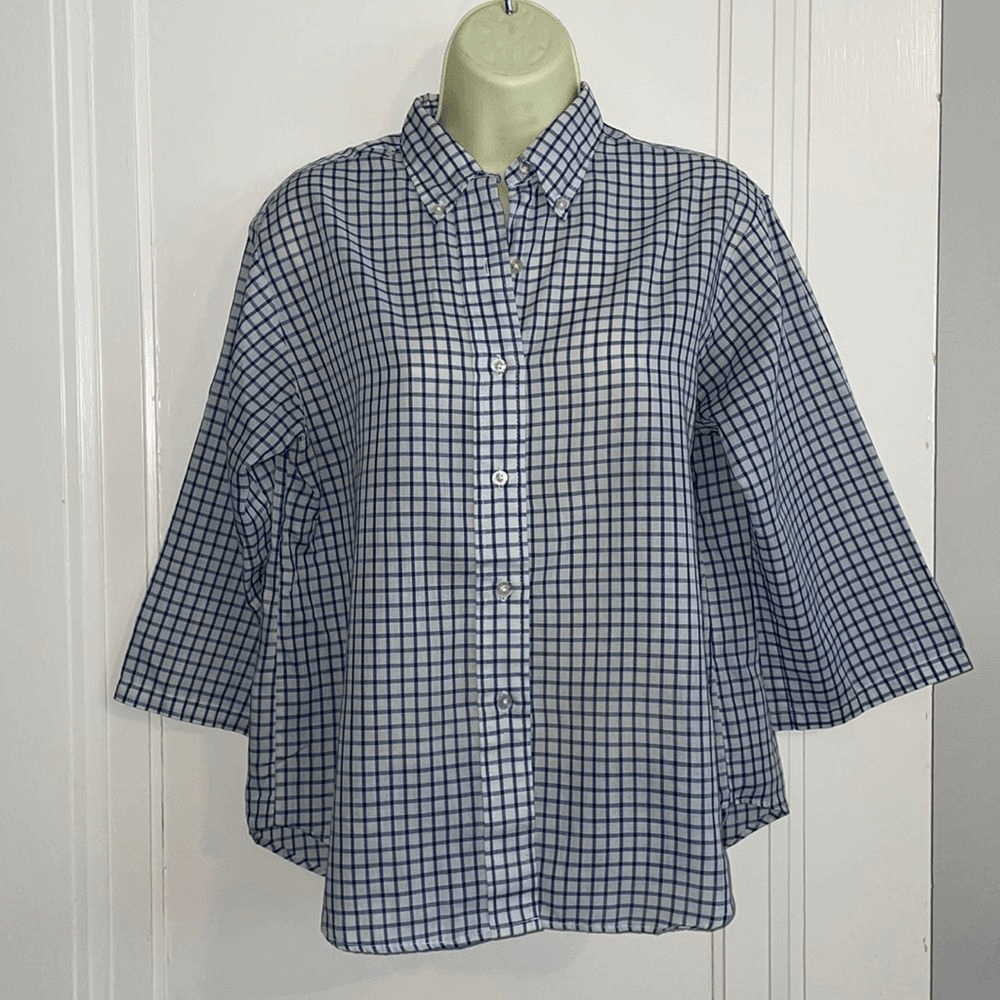 Vtg 60s/70s JCPenney blue & white checked button down shirt with 3