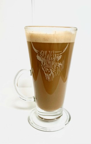 Highland Vaca Latte Café Capuccino Cristal & Linea Cuadrado Slate Posavasos - Imagen 4 de 4