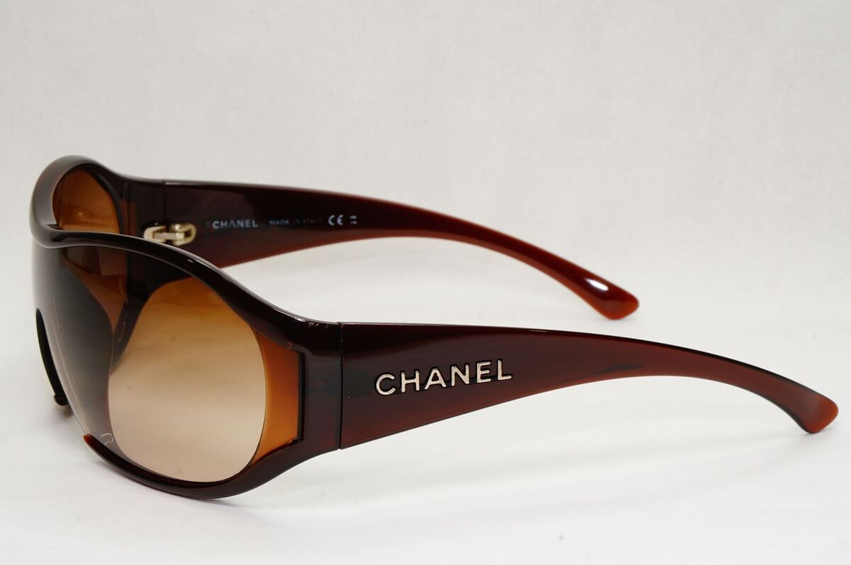 Chanel Sunglasses 2008 Vintage Shield Wrap Brown Visor 6017 Chanel Sunglasses 2008 Vintage Shield Wrap Brown Visor 6017