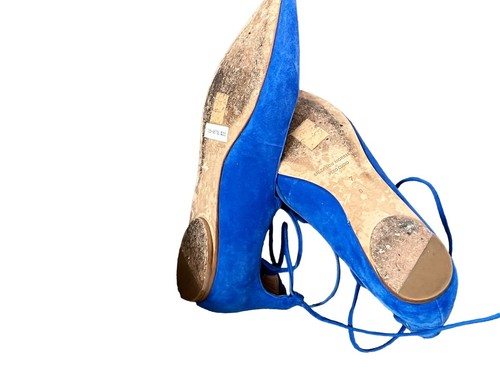SIGERSON MORRISON Sapphire Blue Viata Suede Casual Lace Up Flats Size 7 B - Picture 10 of 10