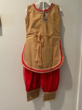 Girls Salwar Kameez Patiala, Gold and Red, Party wear.