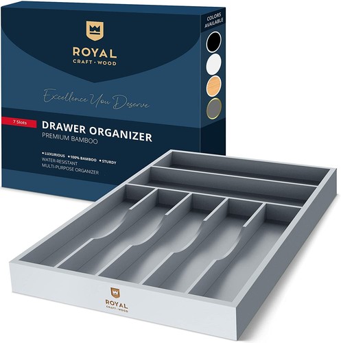 Organizador de cajón de cocina de bambú - organizador de cubiertos/soporte para utensilios y cubiertos - Imagen 3 de 21