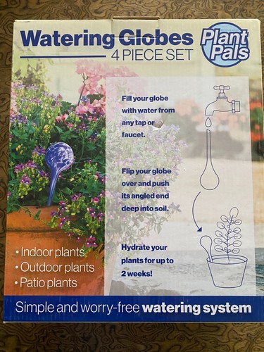 Set 4 Pezzi Globi Irrigazione Pianta Vetro Colorato Soffiato a Mano NUOVO IN SCATOLA - Foto 2 di 2