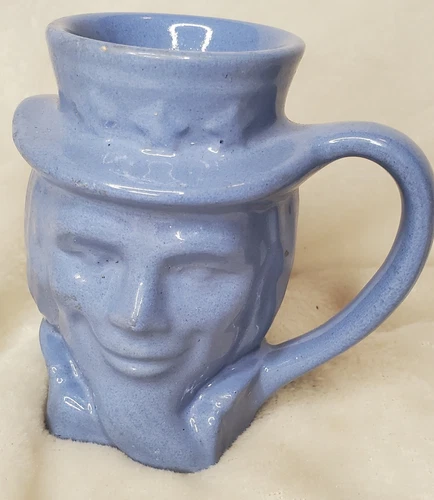 FRANKOMA POTTERY O.F.P. #600 BLUE UNCLE SAM BICENTENNIAL 4 1/8" TOBY MUG 1976