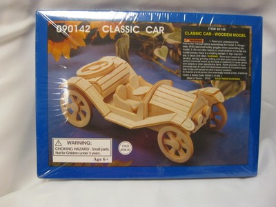 Classic Car Wooden Model Kit Craft; item # 090142, Brand New ~ Sealed