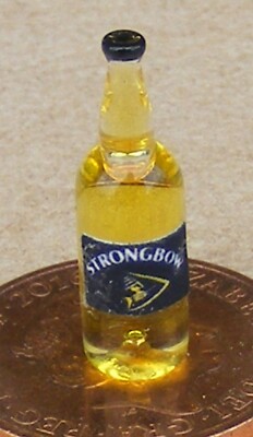 Puppenhaus Glas Flasche mit Einem Strongbow Cider Label 1:12 Maß Bier Rd Tumdee