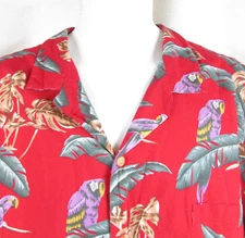 Paradise Found Hawaiian Shirt Red Floral Tropical Parrot Men's Size 3XL Magnum