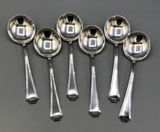 Fairfax by Durgin div. Gorham Sterling Silver set 6 Bouillon Soup Spoons 5 5/8"