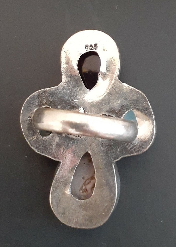 Artisan 925 Silver Multi Gemstone Opalite Glass Q… - image 4