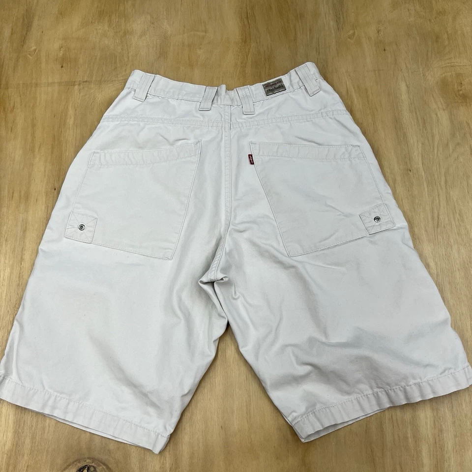 Pantalones Cortos De Colección Levi’s Mujer 29x12 Rojo Tab 579 Algodón Blanco Y2K Retro Deadstock Foto 3 de 4