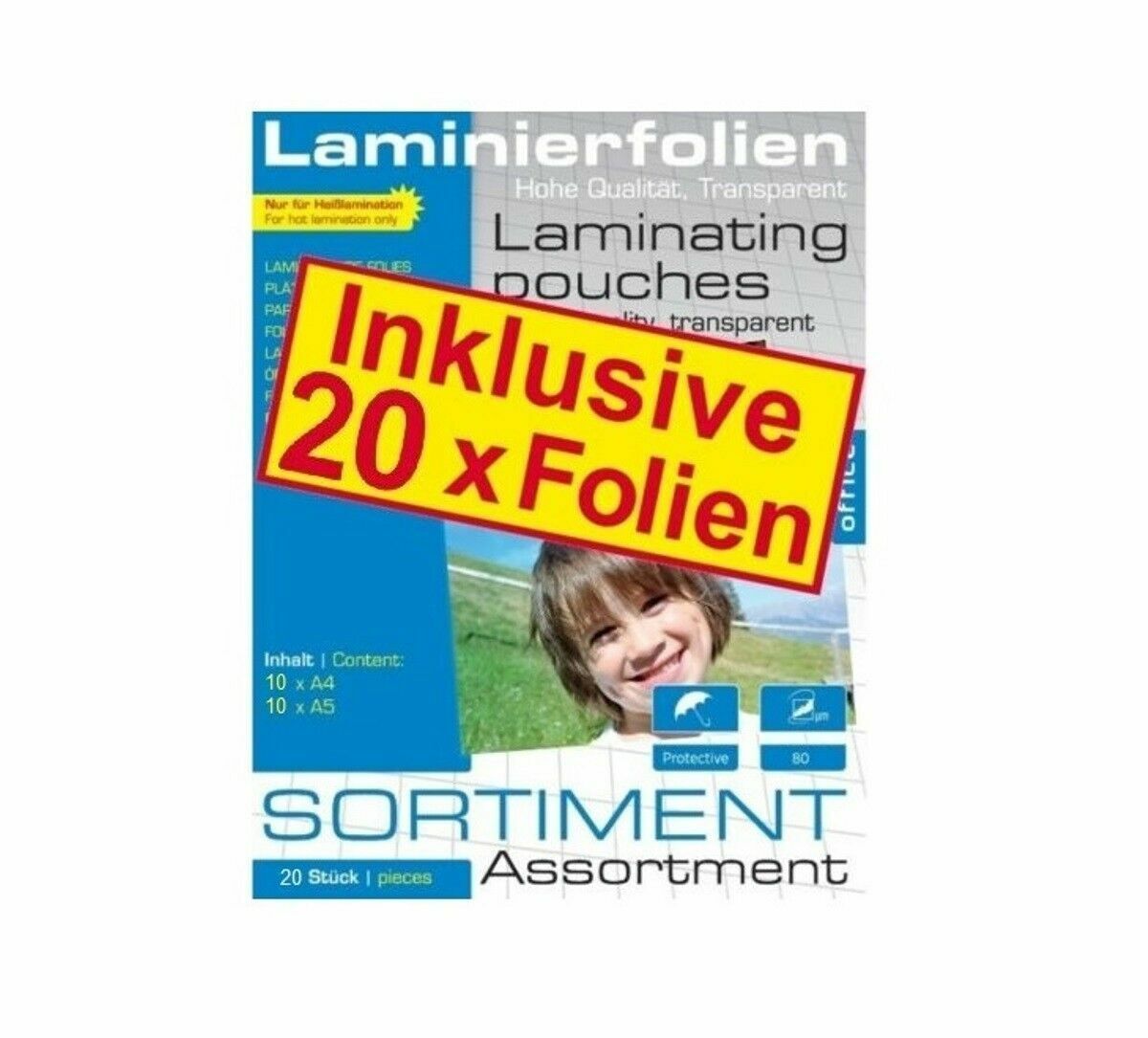 GENIE Laminiergerät A4 im Set mit 20 Laminierfolien LA100 