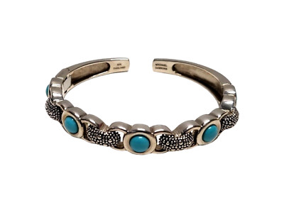 Michael Dawkins Sterlingsilber STERNENNACHT TÜRKIS Scharnier Manschette Armband 2,5''
