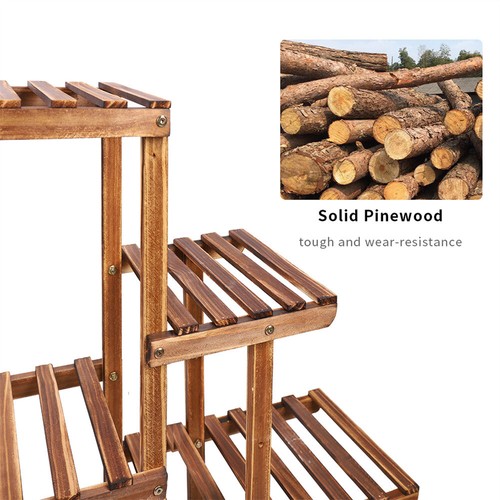 Wooden 9 Tier Plant Stand Flower Rack Shelf Bonsai Pot Holder Home Garden Corner - Picture 10 of 12