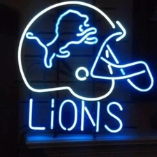 20"x16" Detroit Lions Helmet Neon Sign Lamp Light Visual Man Cave Beer Bar QL