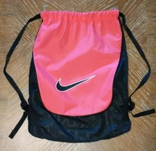 Nike Lightweight Pink & Black drawstring backpack w/ Adjustable Straps 19"x14.5"