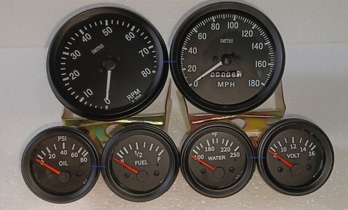 Smiths Kit- Elec Temp + Oil + Fuel + Volt +Speedo +Tacho 100 mm Black Bezel - Picture 2 of 3