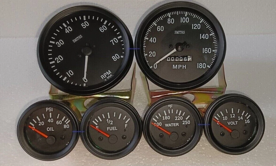 Smiths Kit- Elec Temp + Oil + Fuel + Volt +Speedo +Tacho 100 mm Black Bezel - Image 2 of 3