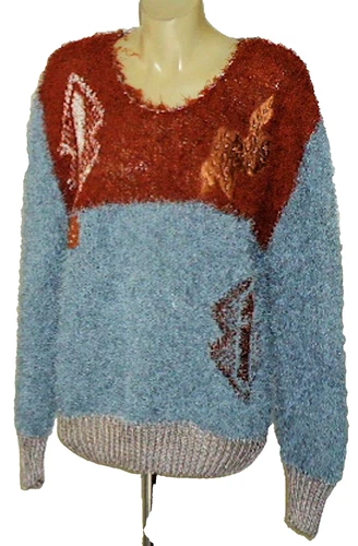 MENDILIcollection FloralSatinAppliquéMultiColoredAcrylicLtWtThreadKnit - Picture 1 of 5